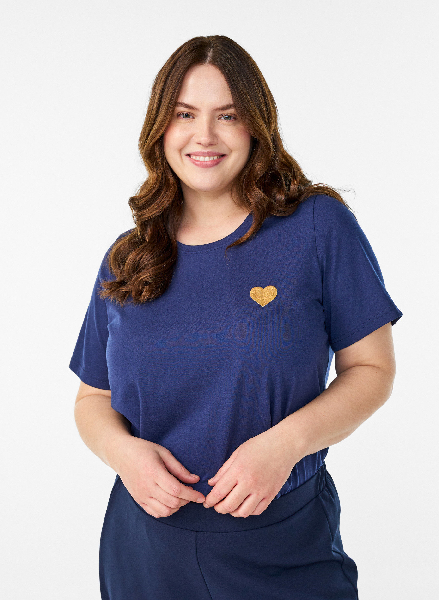 T-shirt met print, Blauw, Model