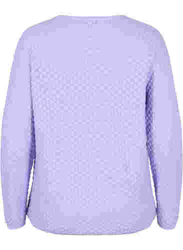 Gebreide top met patroon en v-halslijn, Lavender, Packshot image number 1