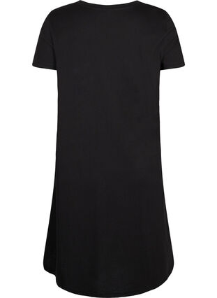 Katoenen pyjama jurk met korte mouwen en print, Black W. Silver foil, Packshot image number 1