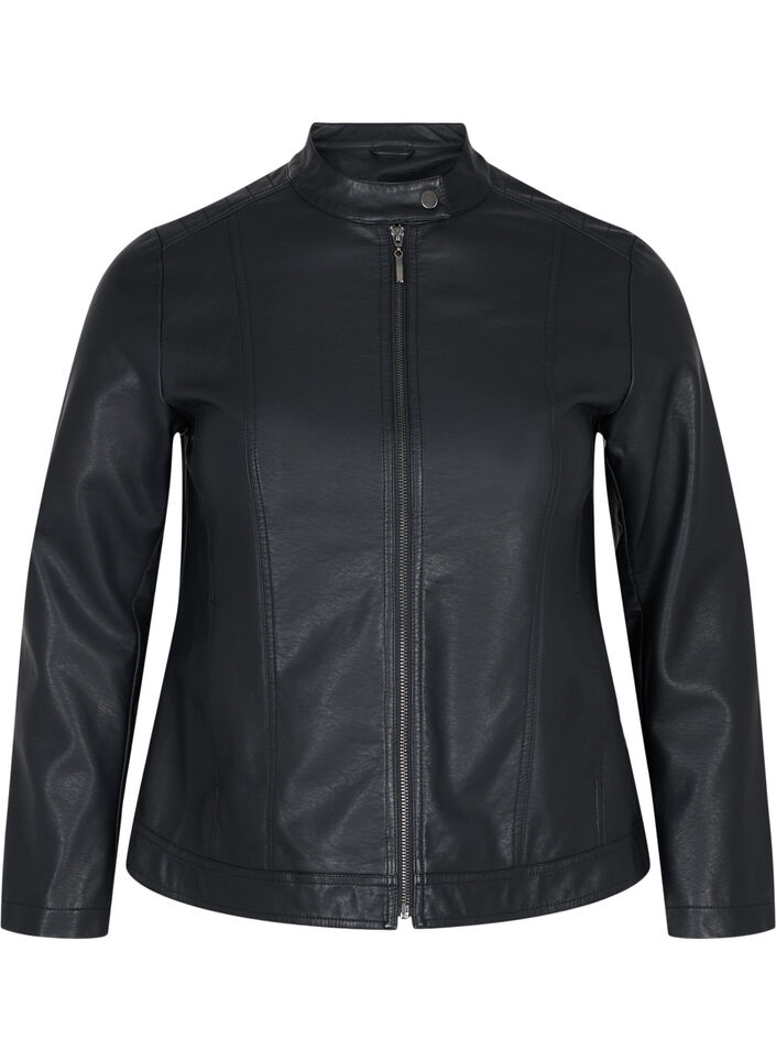 Veste en simili-cuir avec poches, Black, Packshot image number 0