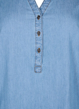 Robe en jean avec fente et manches courtes, Blue denim, Packshot image number 2