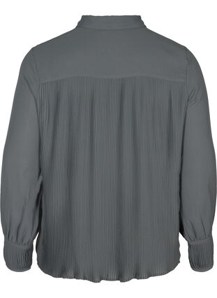 Plissé blouse met parelknopen, Asphalt, Packshot image number 1