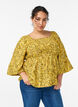Blouse smock&eacute;e &agrave; encolure carr&eacute;e, Jaune, Model image number 0