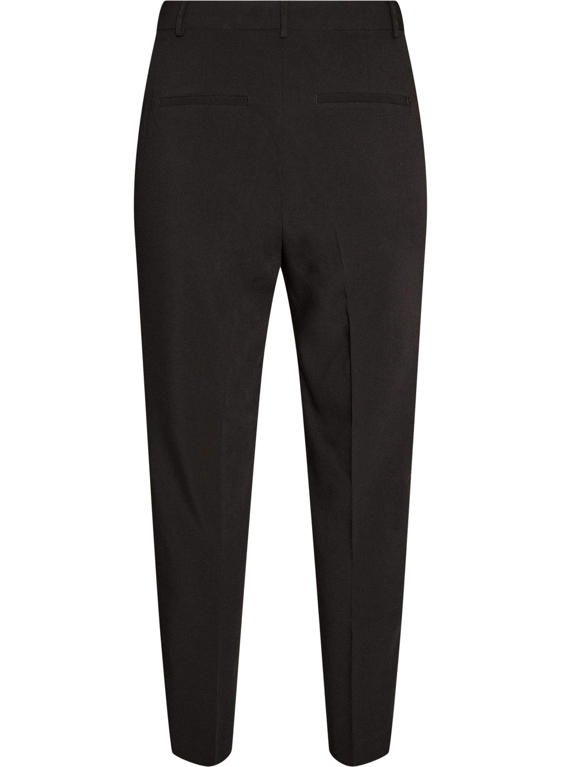 ZizziGetailleerde broek met hoge taille en persvouwen, Zwart, Packshot image number 1