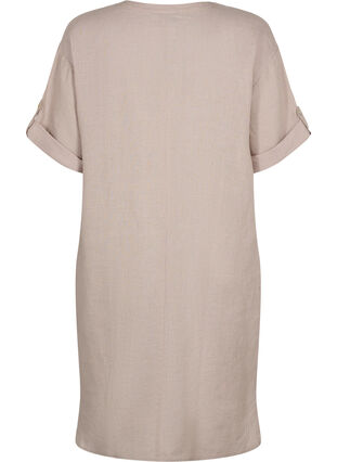 Korte mouw jurk in 100% linnen, Sand, Packshot image number 1
