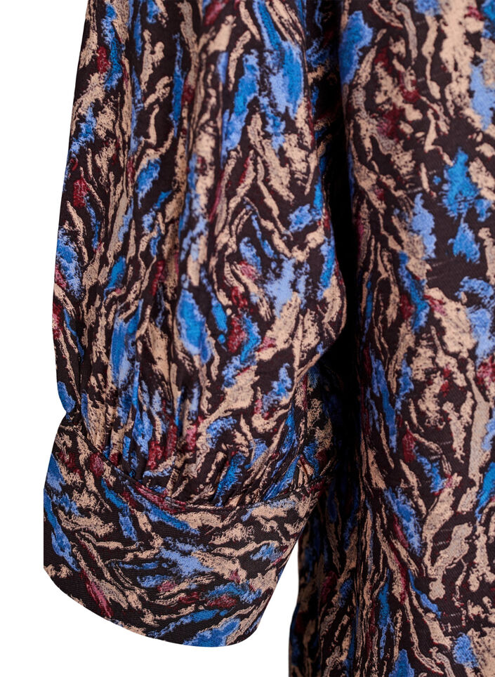 Blouse avec col en V et manches 3/4, Bleu, Packshot image number 3