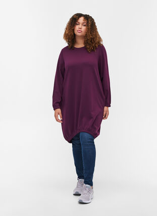 Plain, long-sleeved sweatshirt dress, Winter Bloom, Model image number 2
