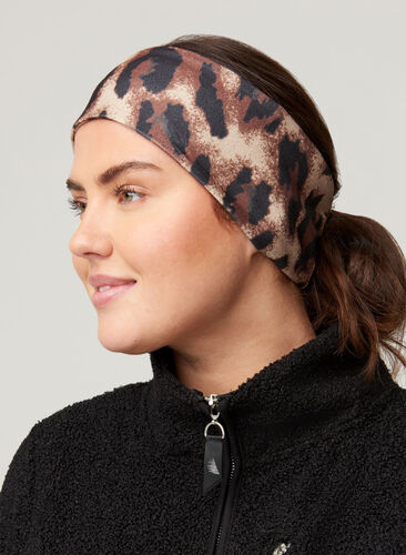 Sportieve hoofdband met luipaardprint, Leopard Print, Model image number 0