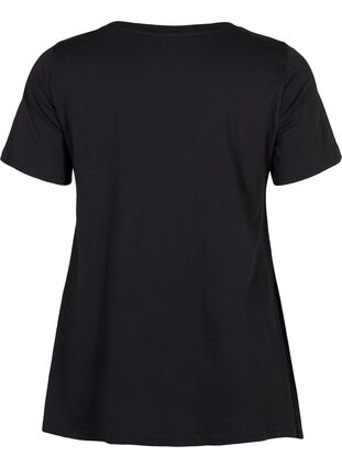 T-shirt en coton avec imprimé de texte, Black HAPPY, Packshot image number 1