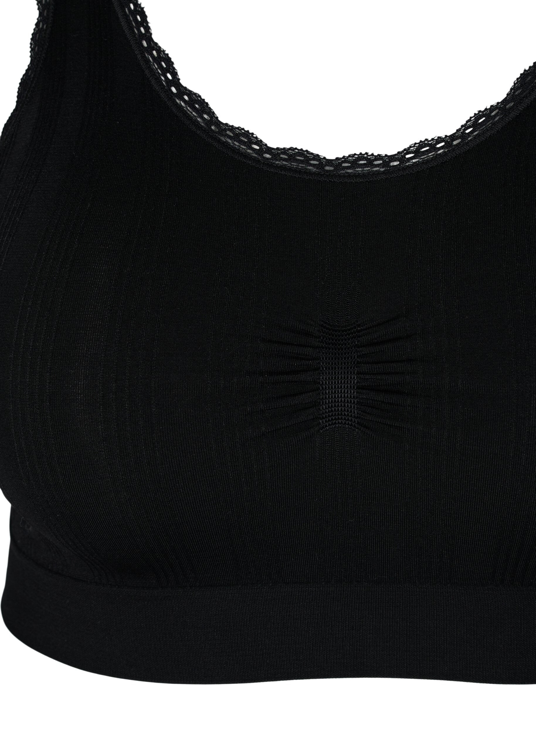 Zizzi Soutien-gorge doux avec bords en dentelle, Black, Packshot image number 2