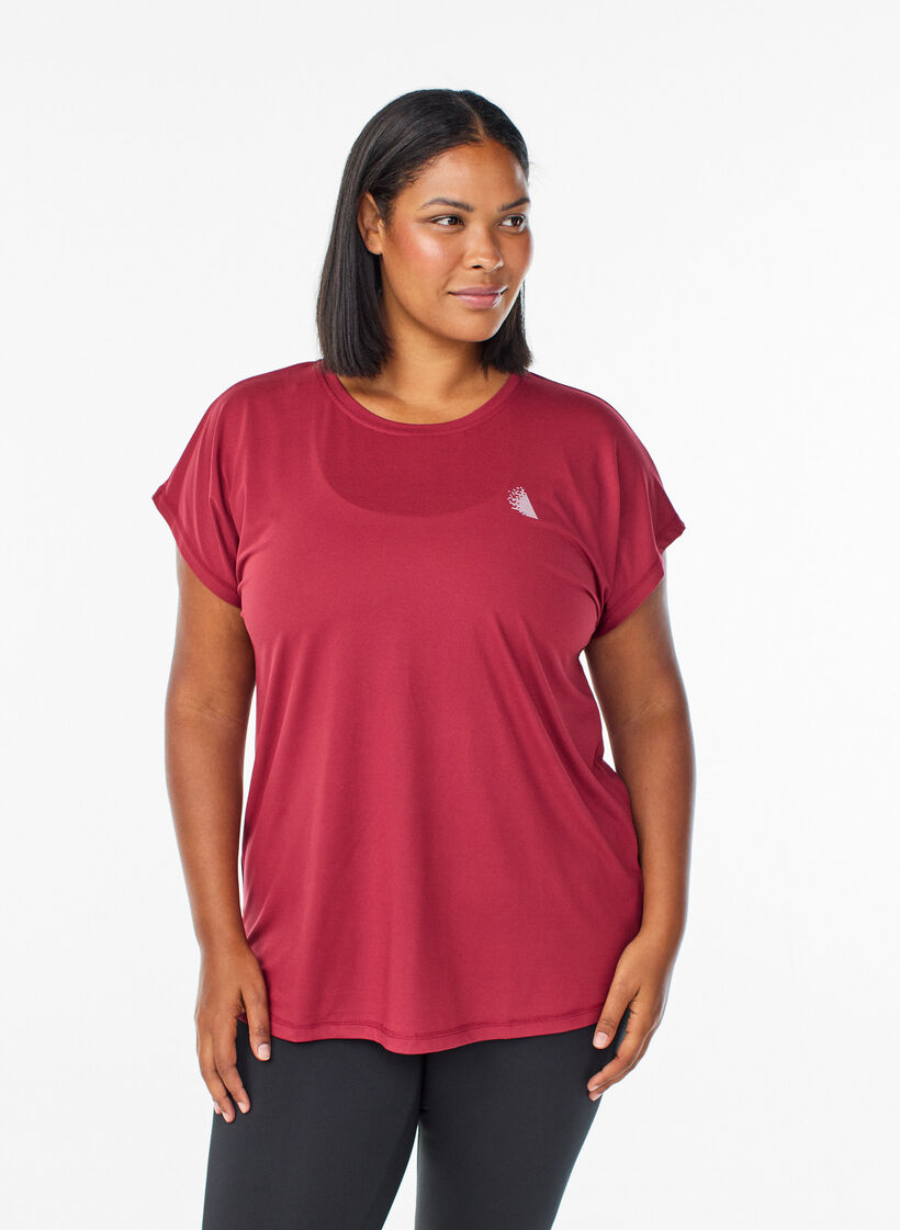 T-shirt de sport couleur unie, Rouge, Model image number 0