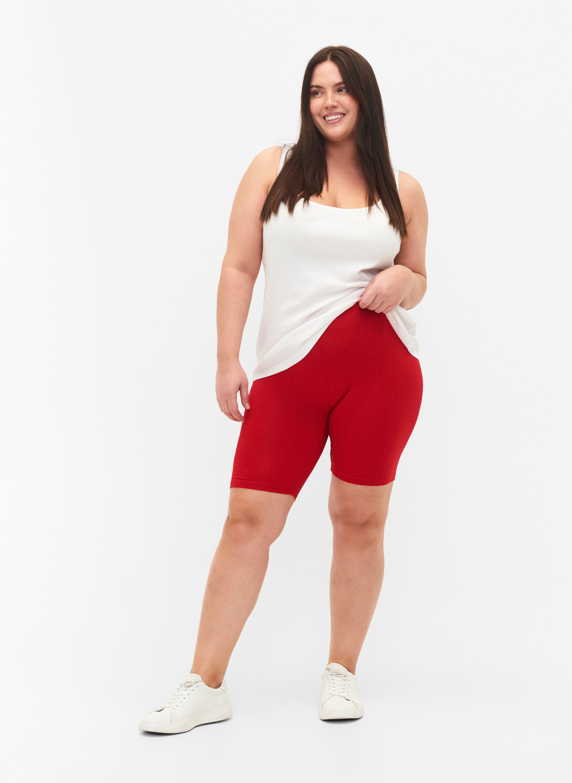 ZizziEffen basic fietsbroek, Rood, Model image number 1
