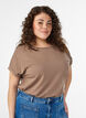 T-shirt &agrave; manches courtes en coton m&eacute;lang&eacute;, Marron, Model image number 0