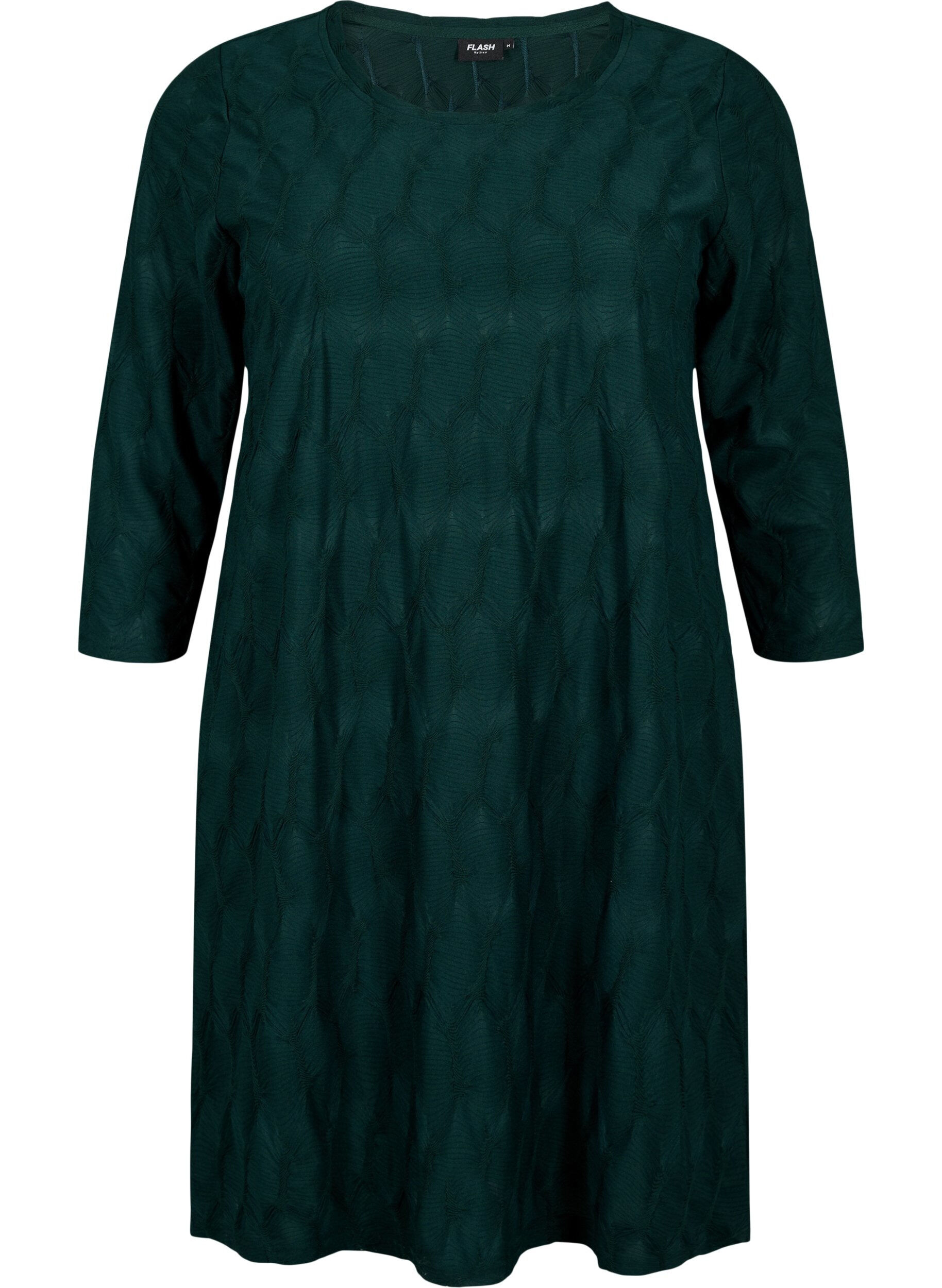Zizzi FLASH - Robe avec texture et manches 3/4, Scarab, Packshot image number 0