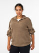Pull en tricot avec col haut et fermeture &eacute;clair, Marron, Model image number 0
