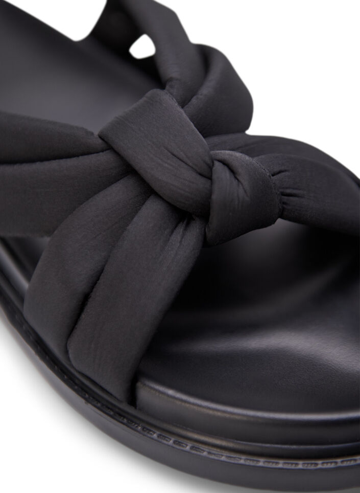 Wide fit - Sandalen met knoopdetail, Zwart, Packshot image number 3