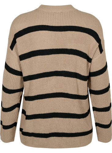 FLASH - Pull en tricot rayé, Fungi/Black Stripe, Packshot image number 1
