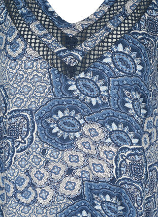 Viscose jurk met 3/4 mouwen en print, Asian Blue print, Packshot image number 2