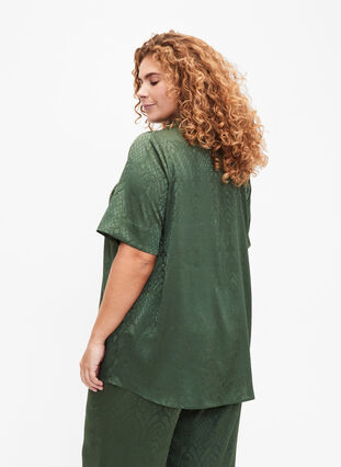 Chemise longue avec motif texturé, Duck Green, Model image number 1