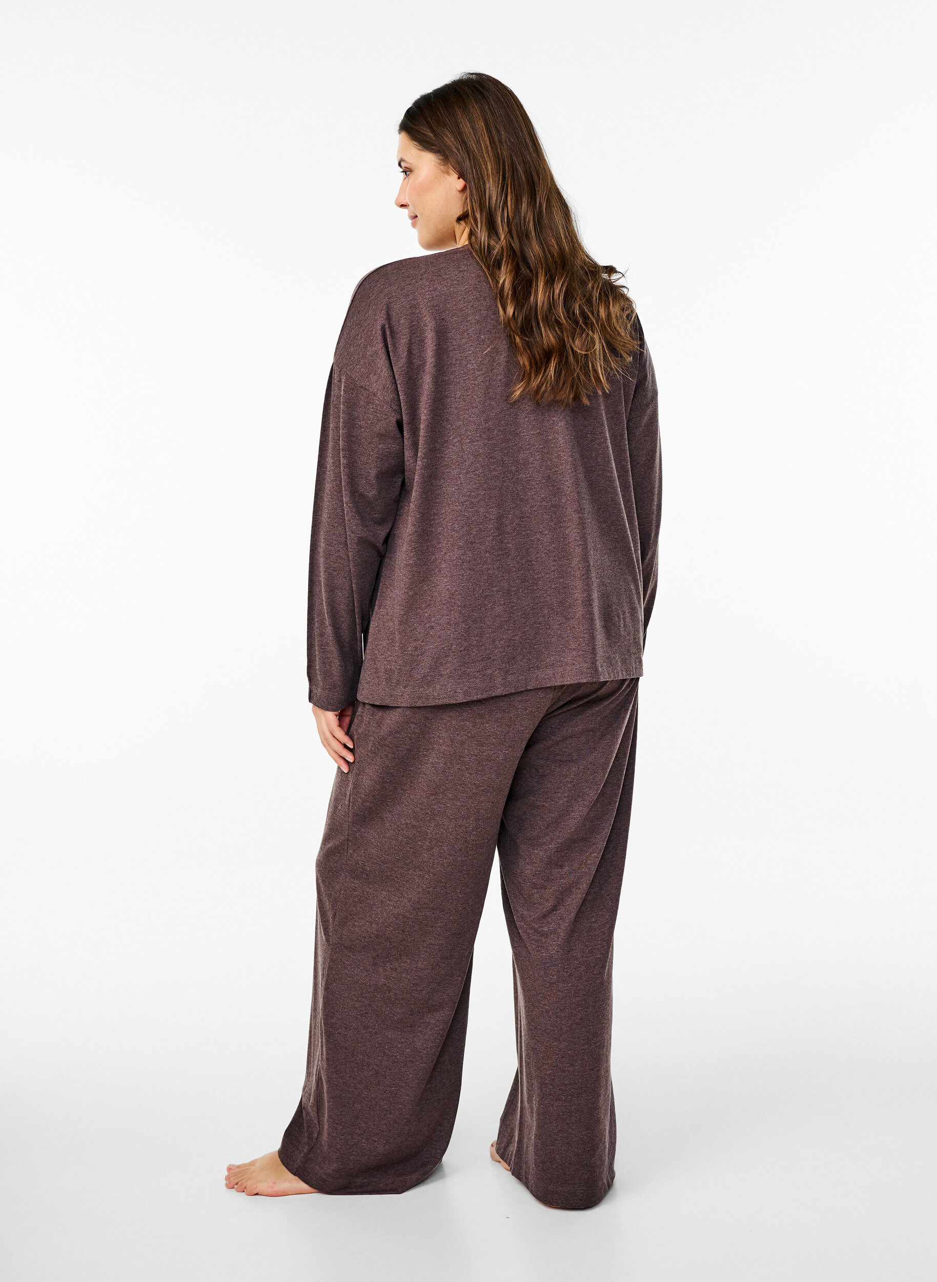ZizziJersey broek met rechte pasvorm en hoge taille, Bracken Mel., Model image number 1