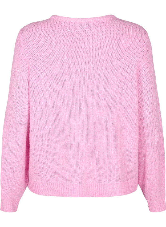 Cardigan en maille comportant de la laine et des boutons, Begonia Pink Mel., Packshot image number 1