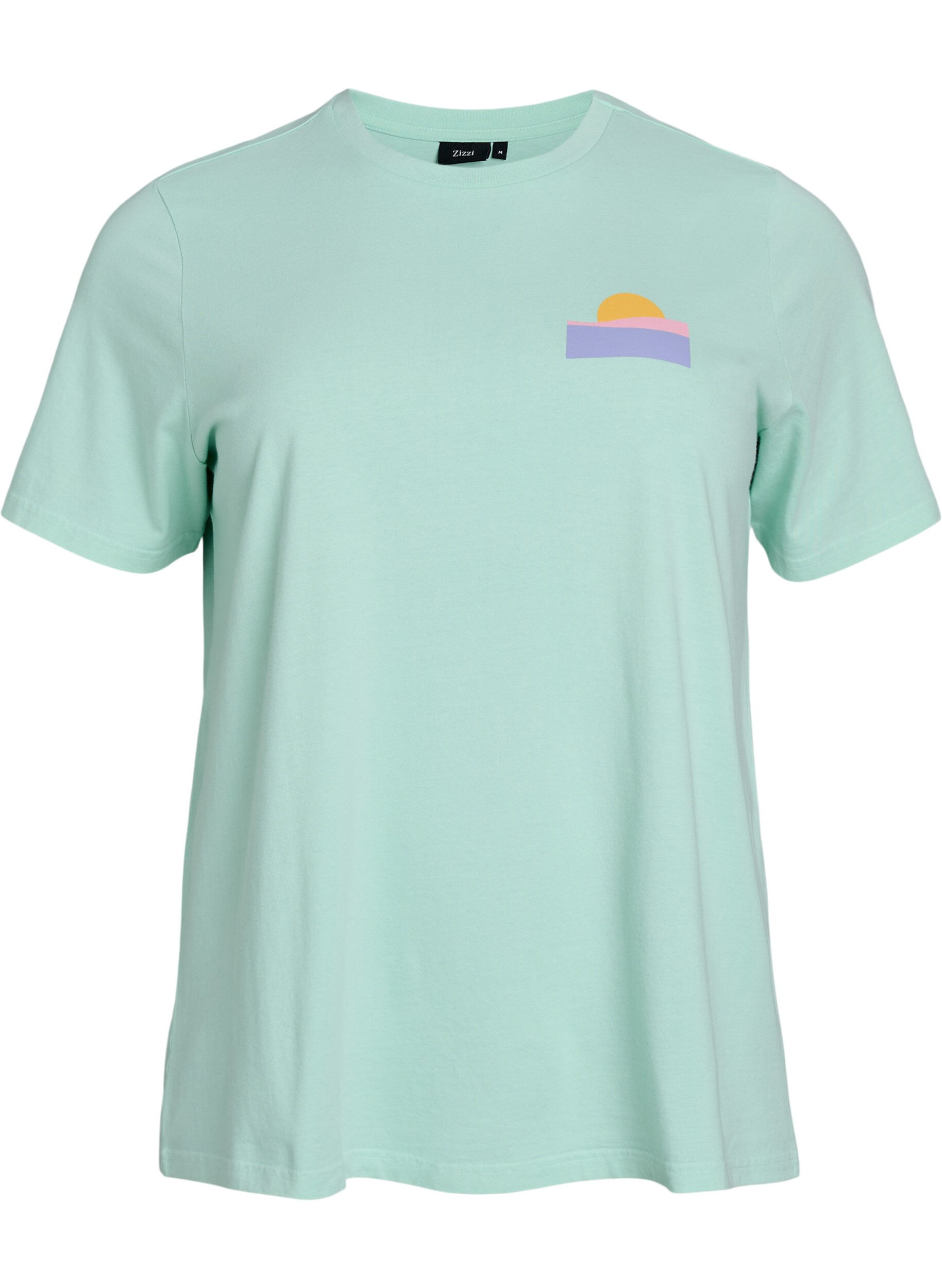 ZizziT-shirt van biologisch katoen met print op de rug, Groen, Packshot image number 0