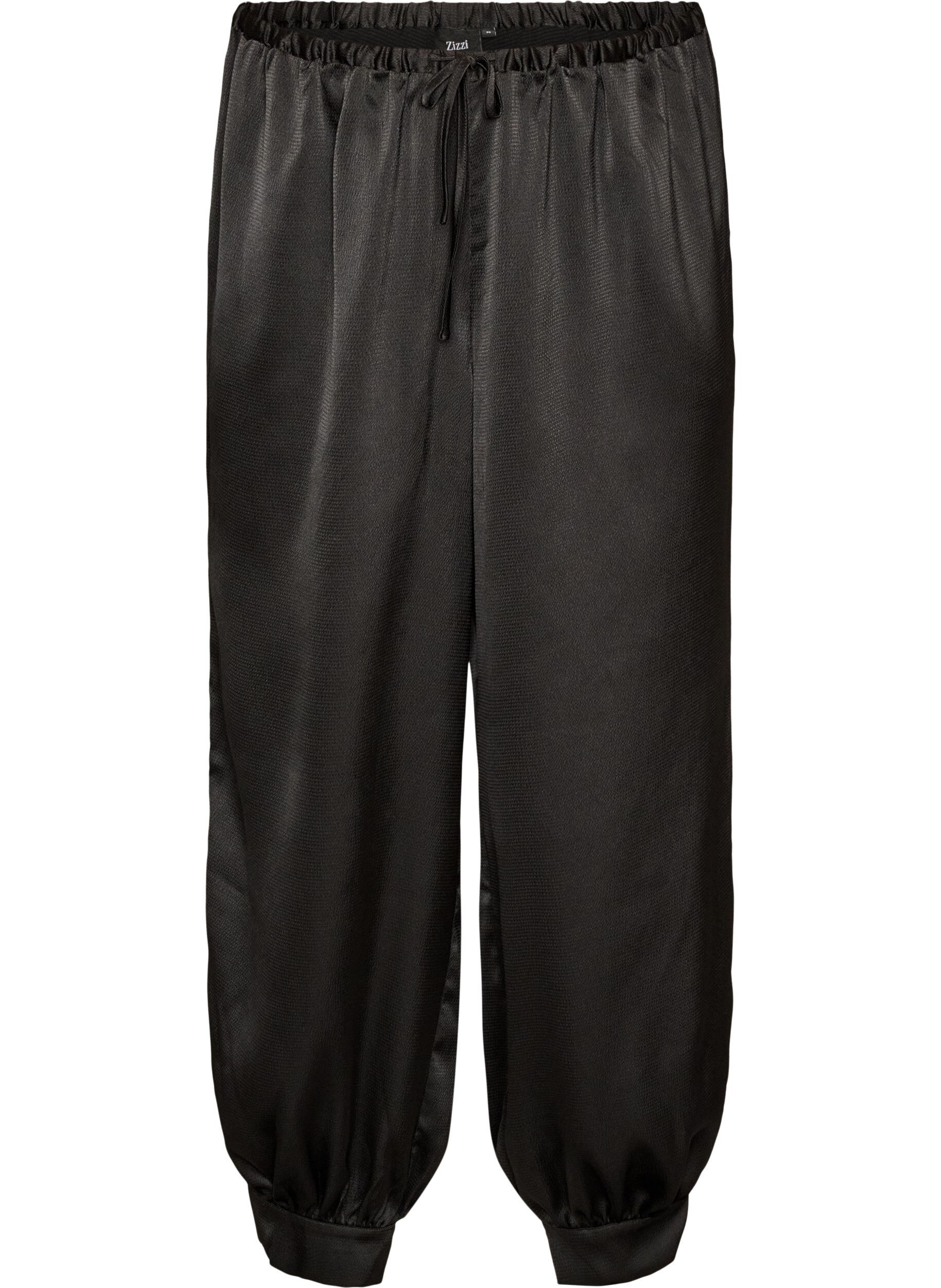 ZizziPantalon ballon satin&eacute;, Noir, Packshot image number 0