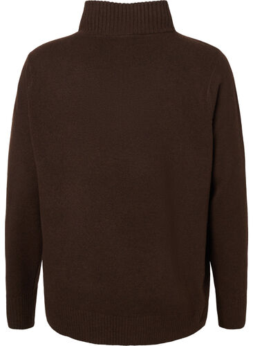 Pull en tricot avec fermeture éclair, Demitasse/Black Mel., Packshot image number 1