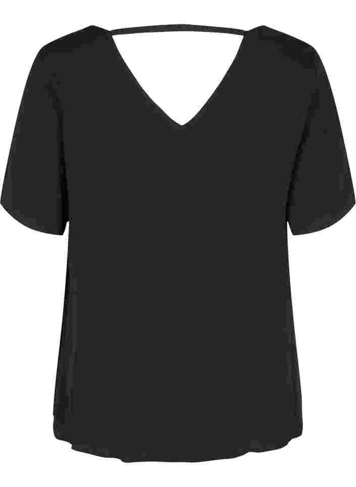 Viscose tuniek met korte mouwen en v-hals, Black, Packshot image number 1