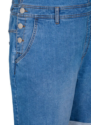 Salopettes shorts en jean, Light blue denim, Packshot image number 3