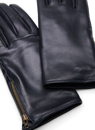 Gant en cuir avec fermeture Éclair, Black, Packshot image number 2