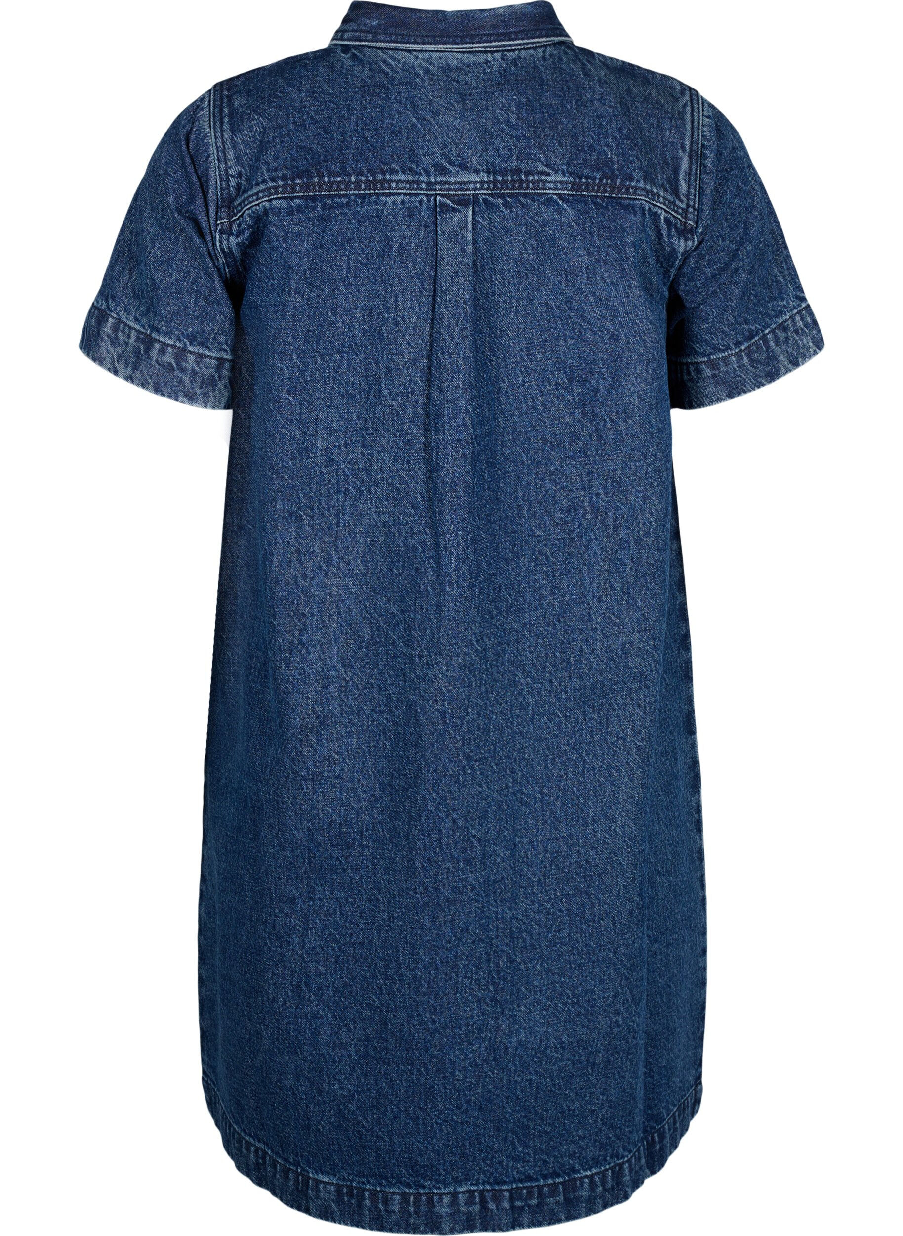 Zizzi Chemise en jean longue &agrave; manches courtes, Blue Denim, Packshot image number 1
