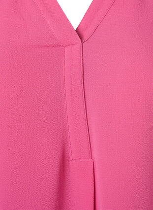 Haut de couleur unie avec col en V, Shocking Pink, Packshot image number 2