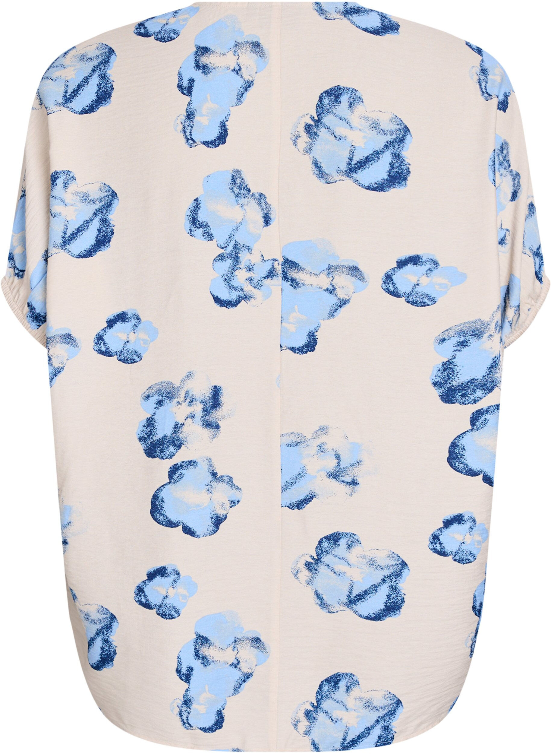ZizziLichte blouse met print en V-hals, Wit, Packshot image number 1