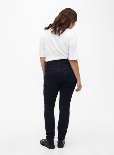 Extra slim fit Amy jeans met hoge taille, Blue denim, Model image number 1