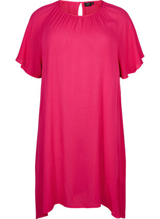 Viscose jurk met korte mouwen, Bright Rose, Packshot image number 0