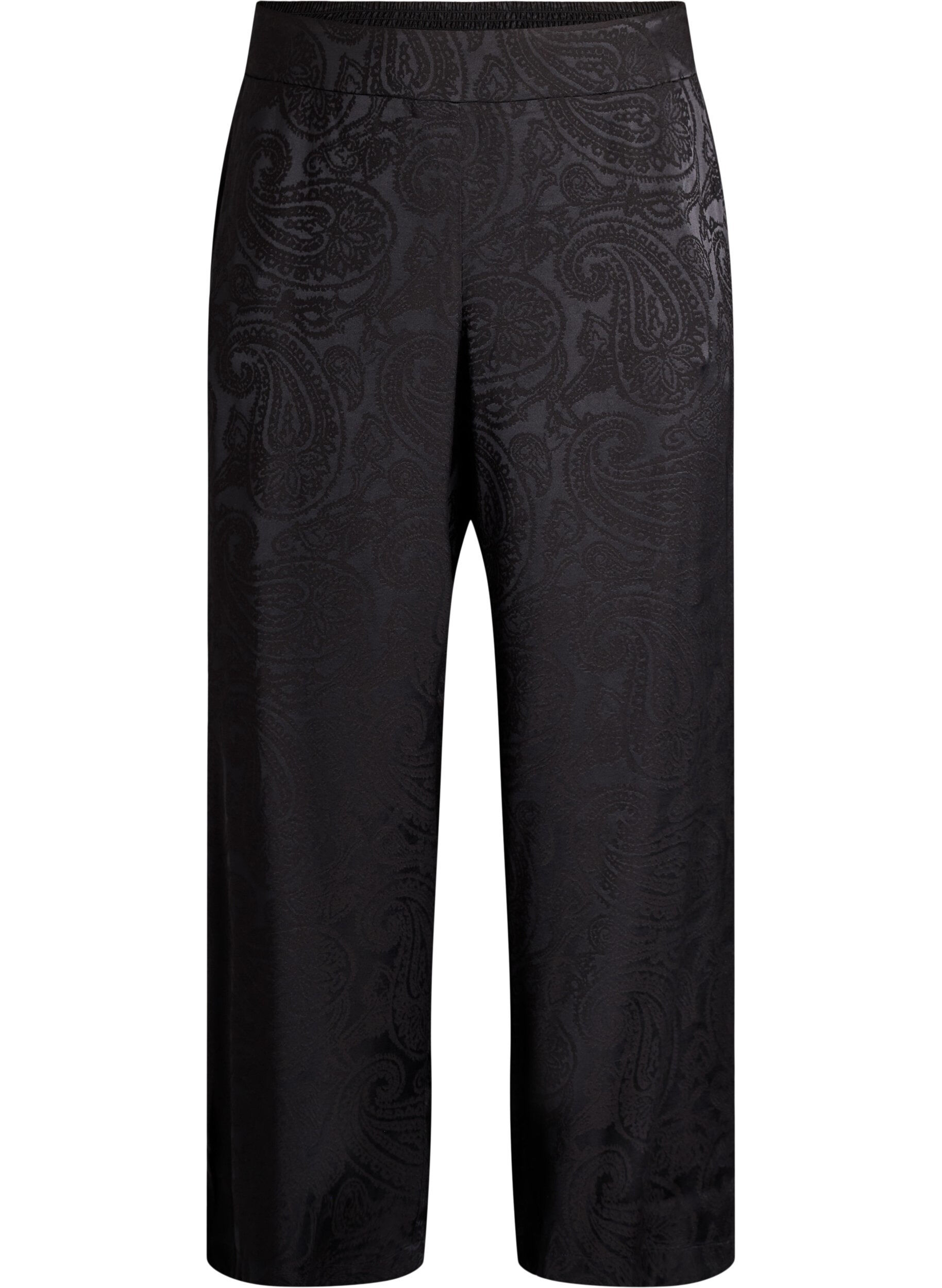 ZizziLosse broek met paisleypatroon en hoge taille, Zwart, Packshot image number 0