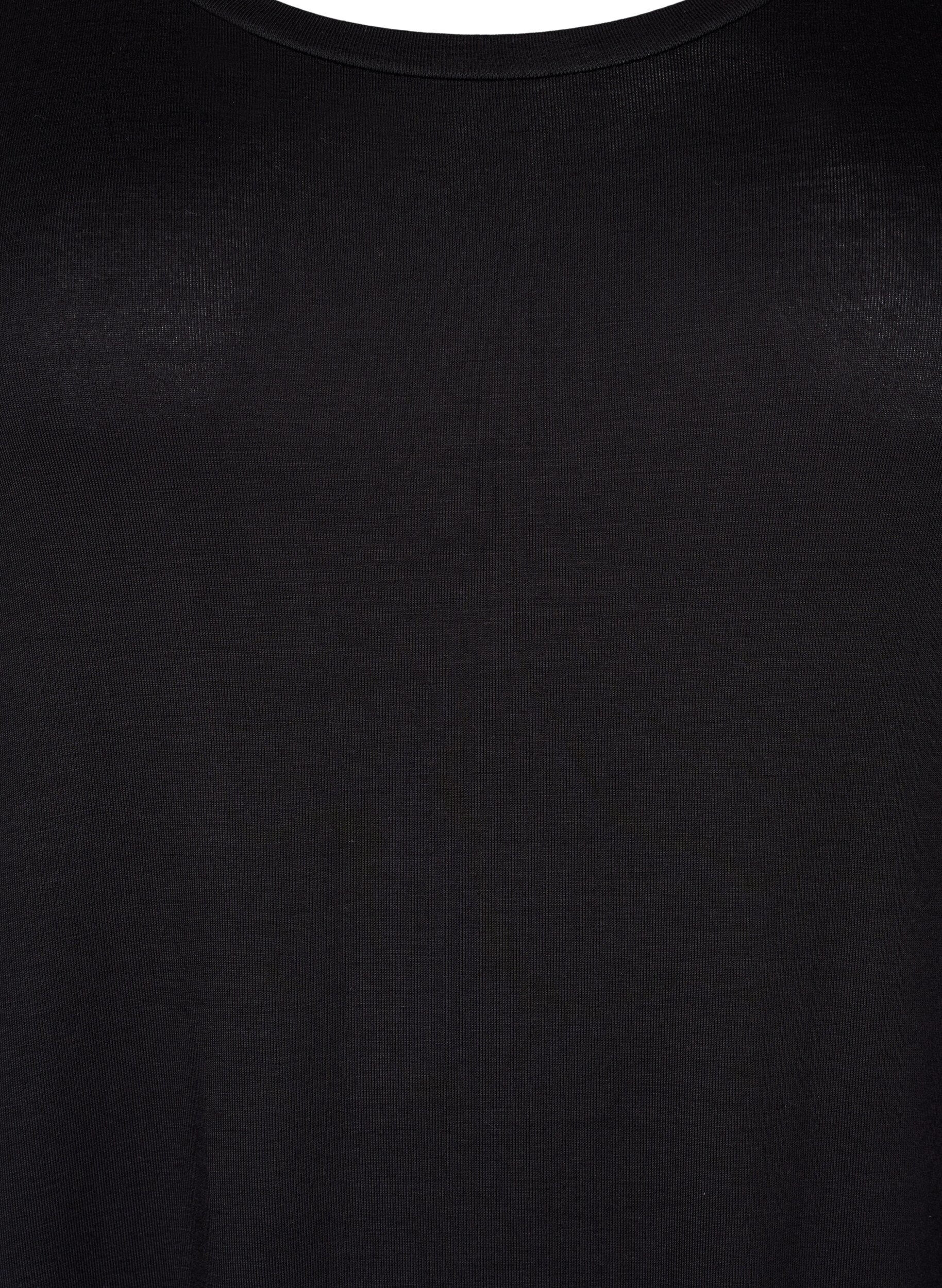 Zizzi Robe midi en viscose &agrave; manches courtes, Black, Packshot image number 2