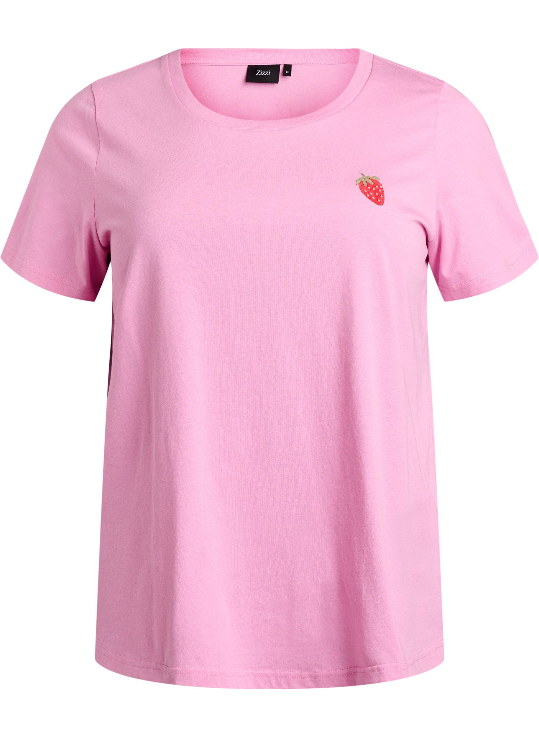 Zizzi T-shirt avec broderie fraise, Begonia P. W. Berry, Packshot image number 0