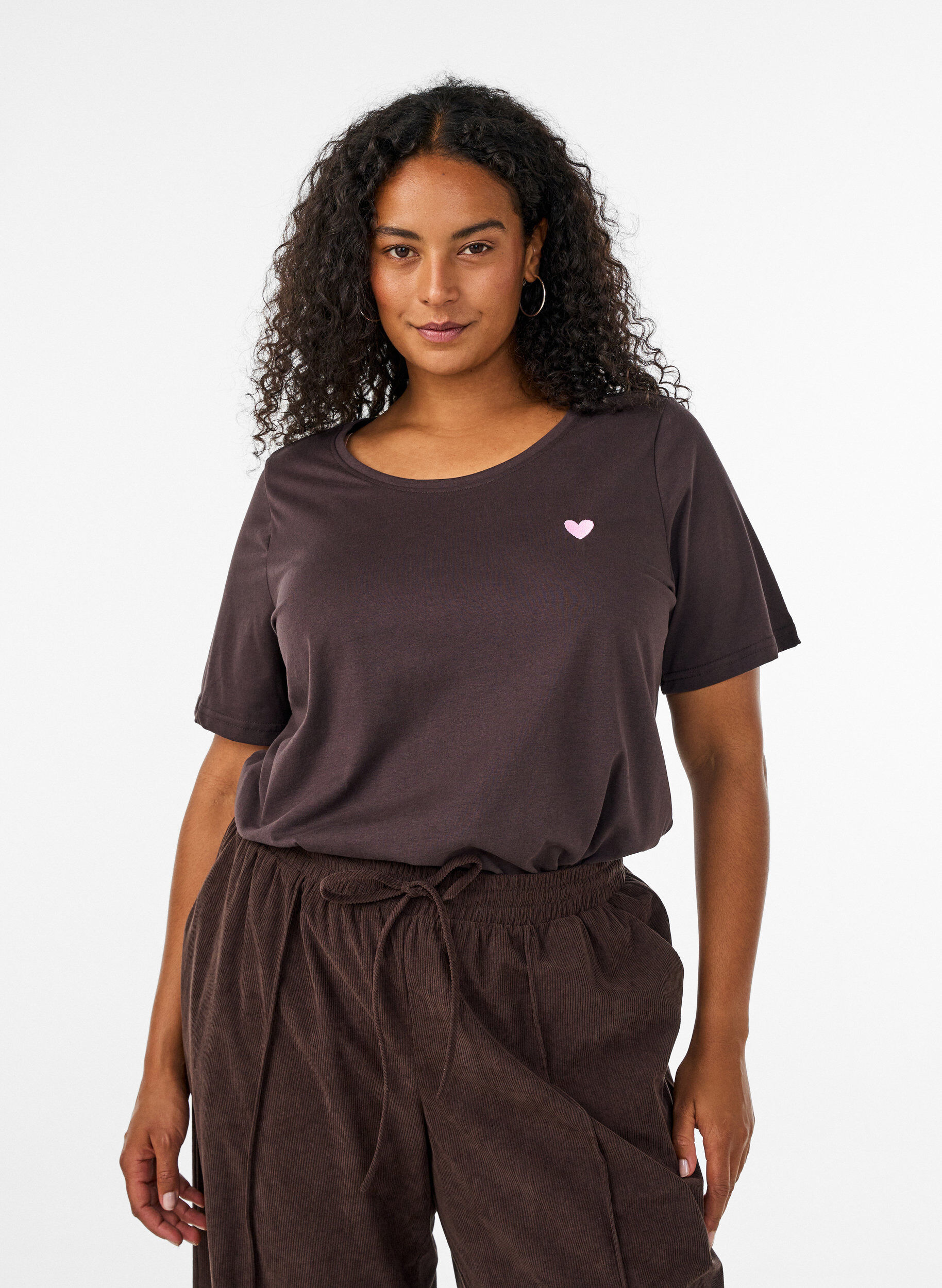 T-shirt imprim&eacute;, Marron, Model