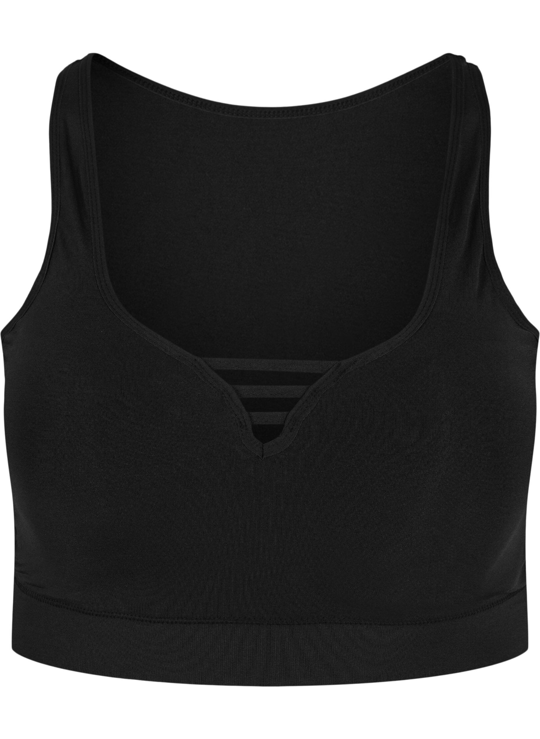 ZizziLicht voorgevormde bh met stringdetails, Black, Packshot image number 0