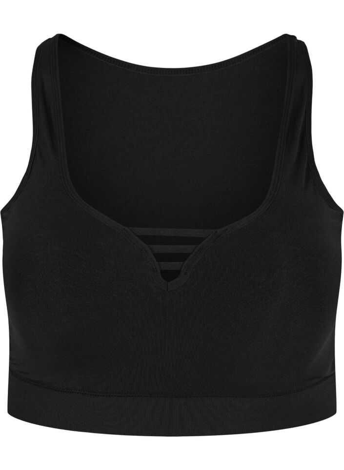 Licht voorgevormde bh met stringdetails, Black, Packshot image number 0