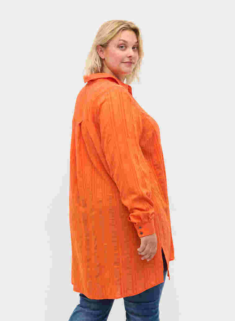 Chemise à rayures à manches longues, Harvest Pumpkin, Model