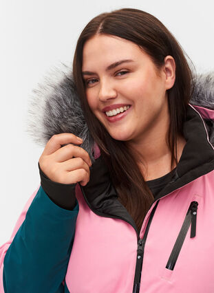 Veste de ski avec capuche détachable, Sea Pink Comb, Model image number 3