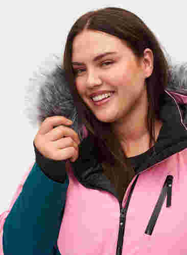 Veste de ski avec capuche détachable, Sea Pink Comb, Model image number 3