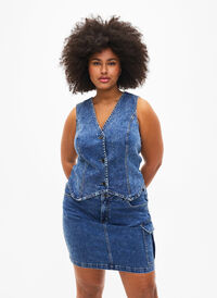 Jupe en jean près du corps avec poche cargo, Blue Denim, Model