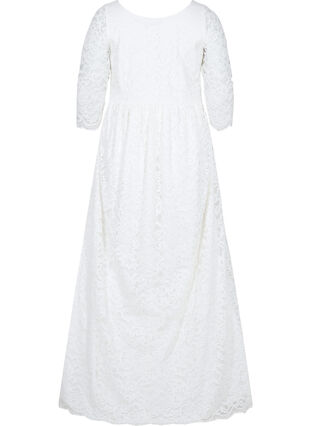 Robe de mariée en dentelle à manches 3/4, Star White, Packshot image number 1