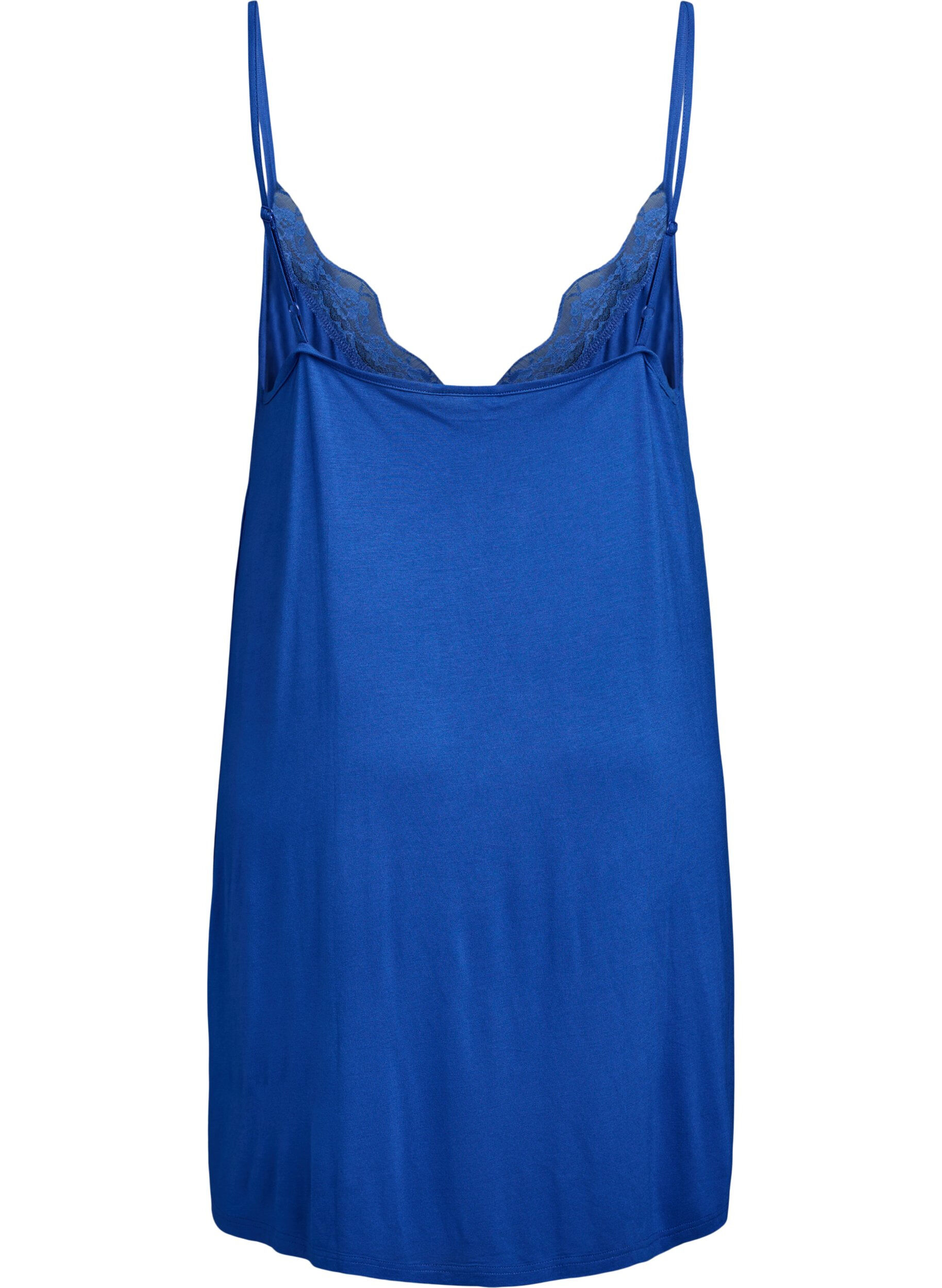 ZizziChemise de nuit avec bord dentelle en viscose, Bleu, Packshot image number 1