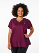 T-shirt de sport ample avec col en v, Bordeaux, Model image number 0