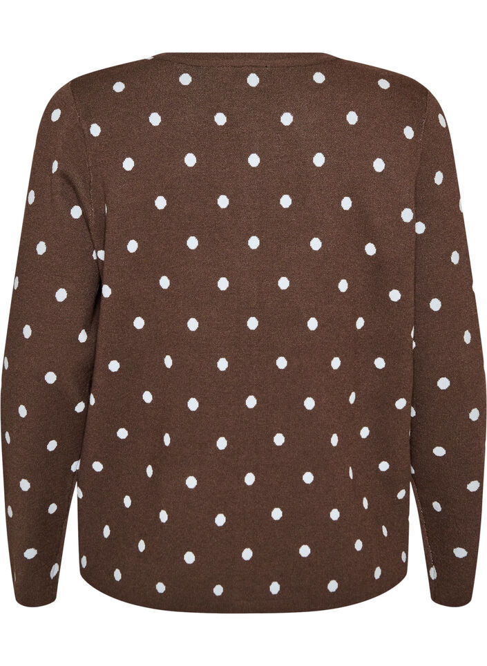 Cardigan &agrave; pois et fermeture boutonn&eacute;e, Marron, Packshot image number 1